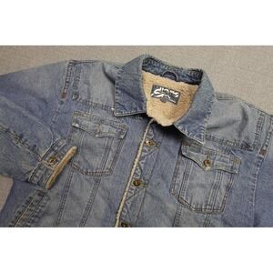 Vintage Skate Sherpa Lined Denim Jacket Mens 2XL Blue Light Wash Warm Retro